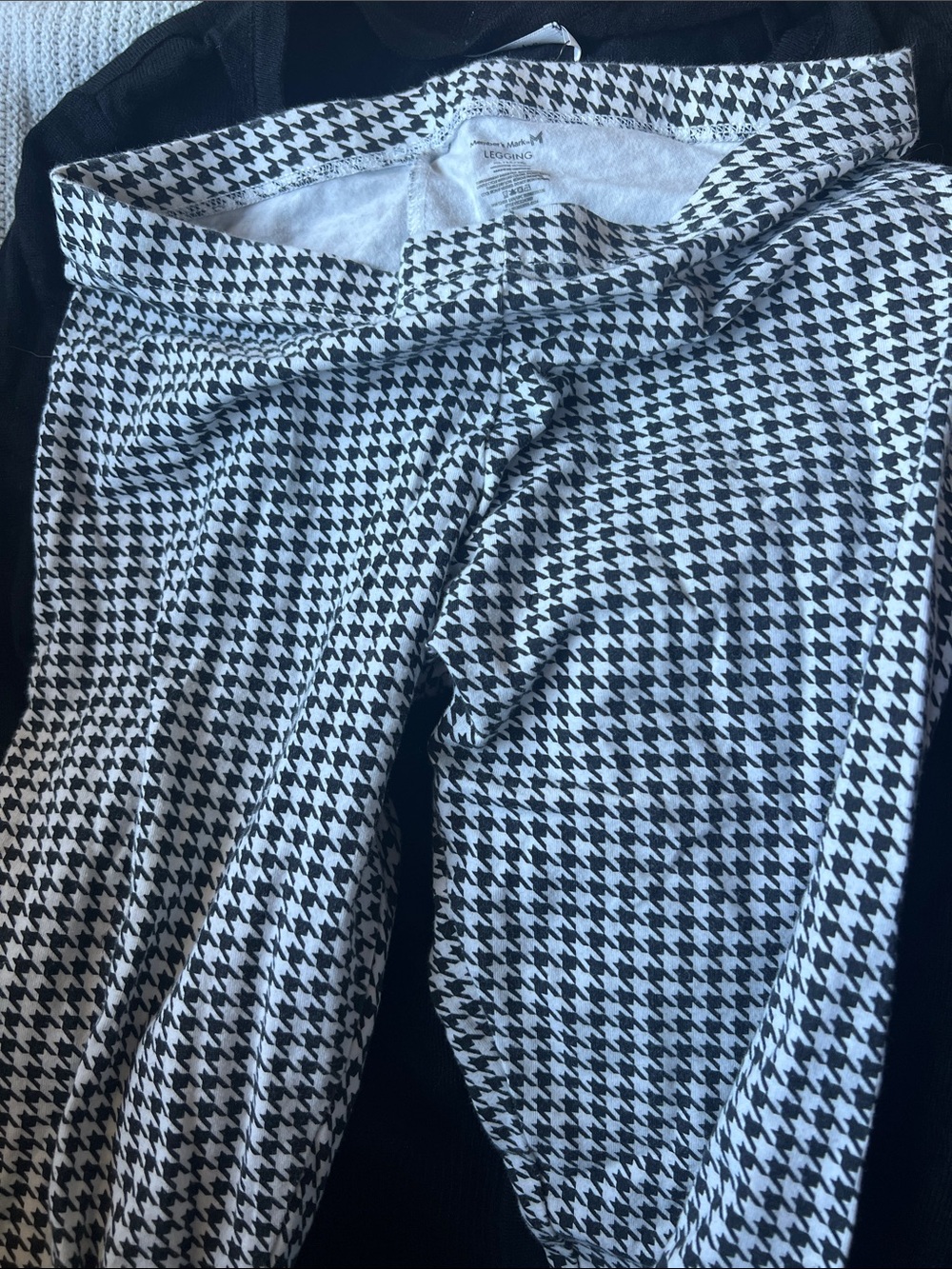 mark. Black & White Houndstooth Kids Leggings